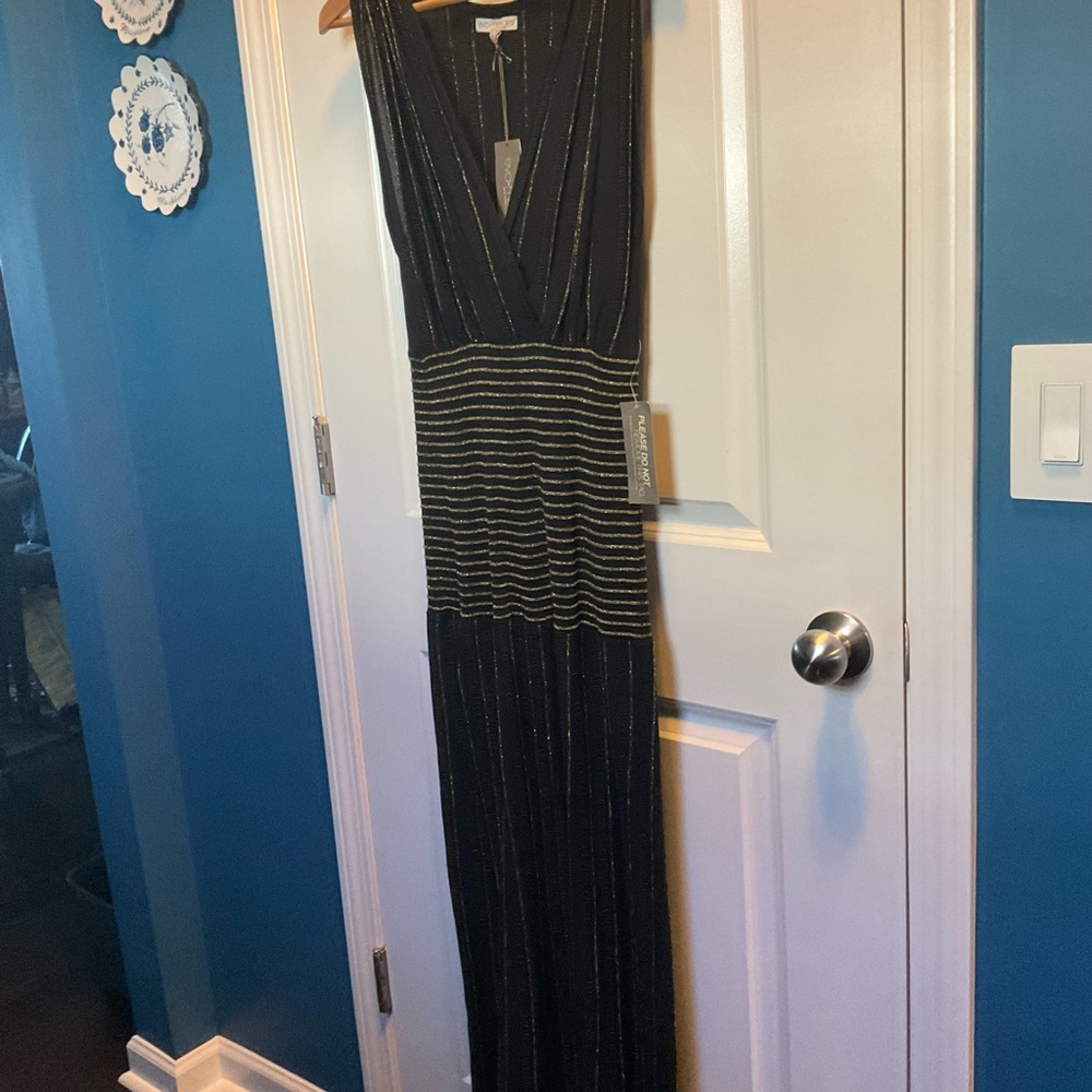 NWT Eva Mendes Dress Black with Gold Trim
